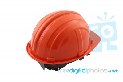 Back Safety Hat On White Background Stock Photo