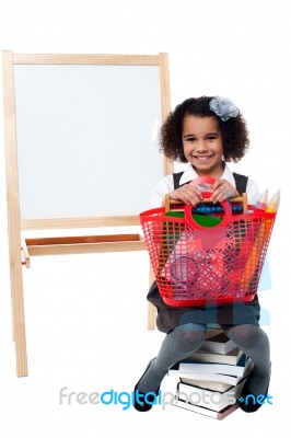 Back To School. Charming Smiling Student Stock Photo