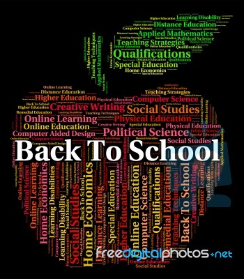 Back To School Indicates Schooling Schools And Text Stock Image