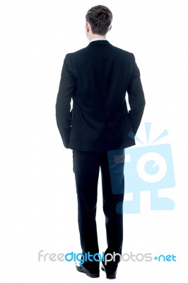 Back View Of A Young Businessman Standing Stock Photo