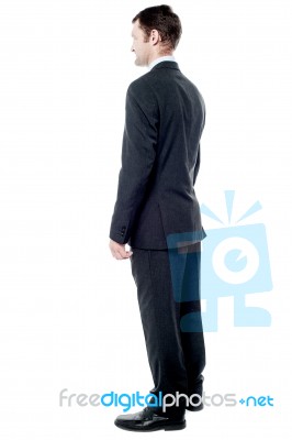 Back View Of Middle Aged Business Man Stock Photo