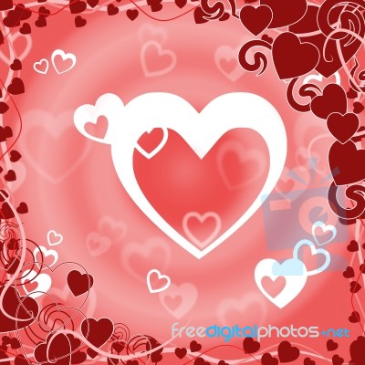 Background Heart Shows Valentines Day And Abstract Stock Image