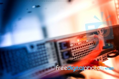 Background Network Servers In Data Room Domestic Room Stock Photo