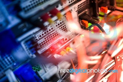 Background Network Servers In Data Room Domestic Room Stock Photo