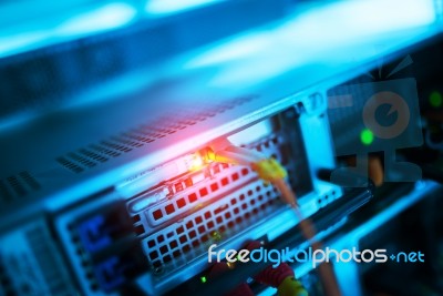 Background Network Servers In Data Room Domestic Room Stock Photo