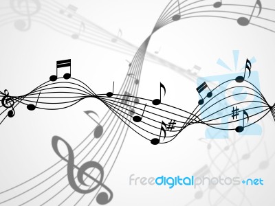 Background Notes Shows Bass Clef And Backdrop Stock Image