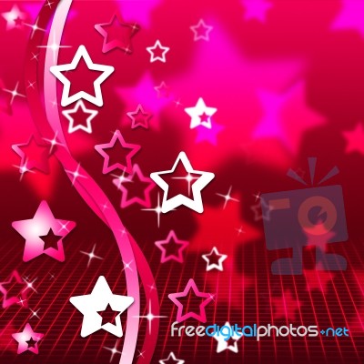 Background Red Indicates Abstract Twirl And Stars Stock Image