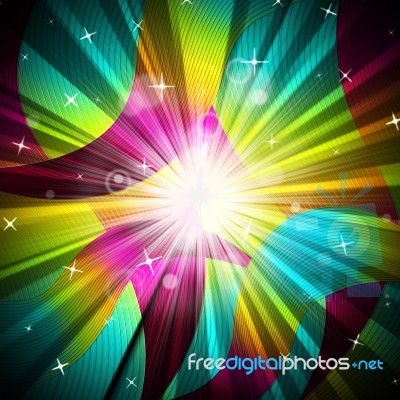 Background Sunrays Shows Radiate Sunlight And Multicoloured Stock Image