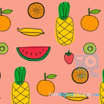 Background With Fruits Pattern Stock Image