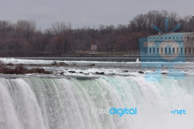 Background With The Amazing Niagara Falls In The Evening Stock Photo