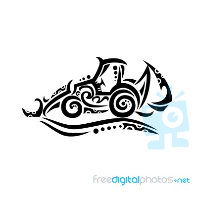 Backhoe Tribal Tattoo Stock Image