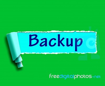 Backup Word Shows Data Copying Or Backing Up Stock Image