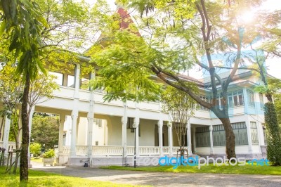 Backyard Garden In European Style Palace In Bangkok Stock Photo