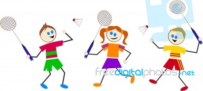 Badminton Kids Stock Image