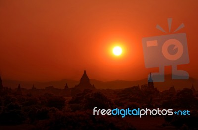 Bagan In Sunset Stock Photo