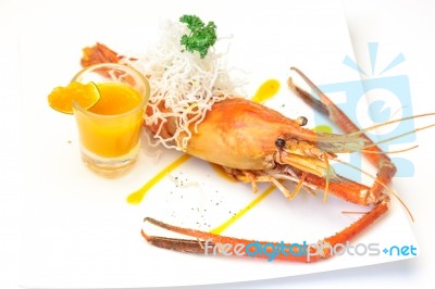 Baked Crayfish On Dish Stock Photo