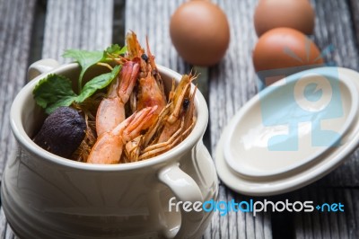 Baked Shrimp Vermicelli Stock Photo