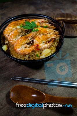 Baked Shrimp Vermicelli Stock Photo