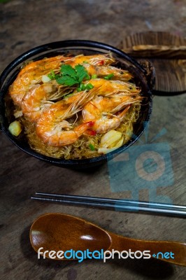 Baked Shrimp Vermicelli Stock Photo