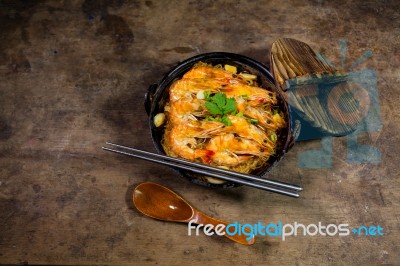 Baked Shrimp Vermicelli Stock Photo