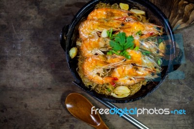 Baked Shrimp Vermicelli Stock Photo