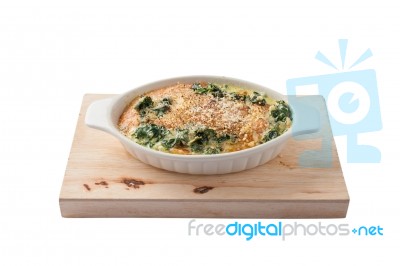 Baked Spinach With Chesse Stock Photo