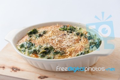 Baked Spinach With Chesse Stock Photo