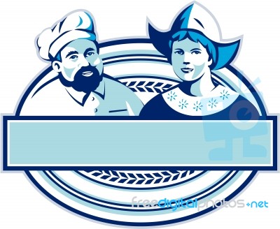 Baker And Dutch Lady Banner Oval Retro Stock Image