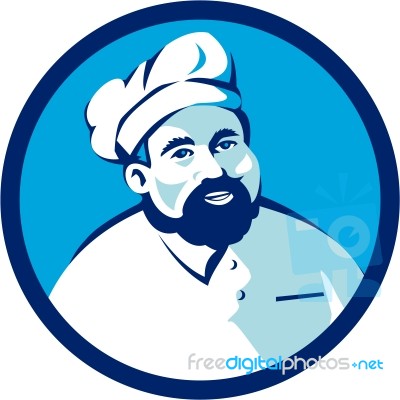 Baker Chef Cook Bearded Circle Retro Stock Image