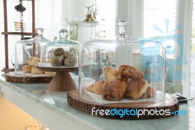 Bakery Displayed In Glass Bell Stock Photo