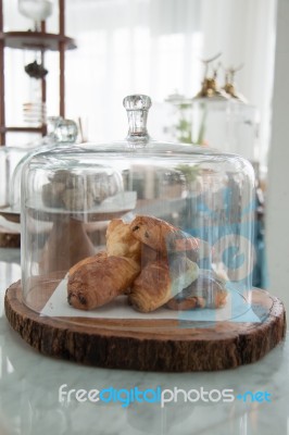 Bakery Displayed In Glass Bell Stock Photo