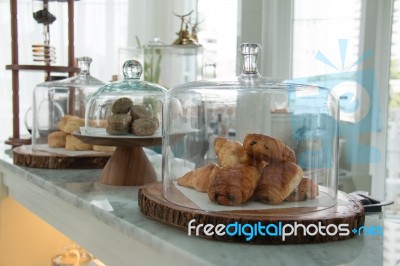 Bakery Displayed In Glass Bell Stock Photo