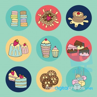 Bakery Doodle Menu Icons In Circle Stock Image