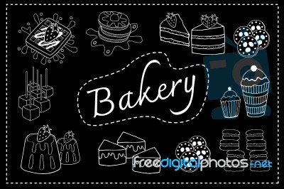 Bakery Menu Black  Board Doodle Stock Image