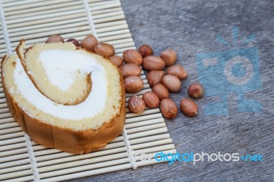 Bakery Roll On The Wooden Floor Stock Photo