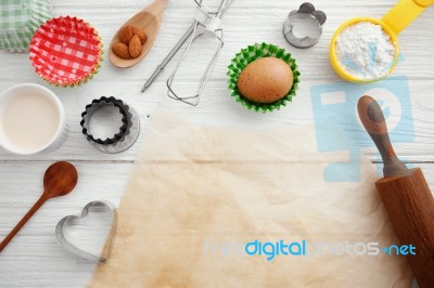 Baking Background With Baking Paper Stock Photo