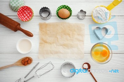 Baking Background With Baking Paper Stock Photo