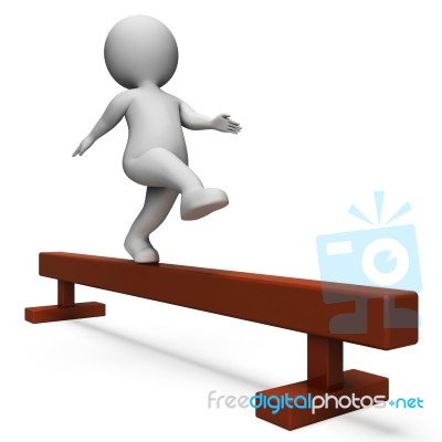 Balance Beam Means Getting Fit And Agility 3d Rendering Stock Image