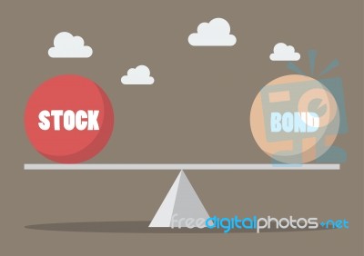 Balancing Between Stock And Bond Stock Image