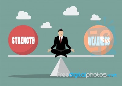 Balancing Between Strength And Weakness Stock Image