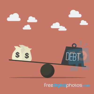 Balancing With Income And Debt Stock Image