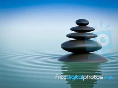 Balancing Zen Stones In Water Stock Photo