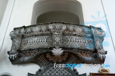 Balcony In The Catholic Church In Attersee Stock Photo