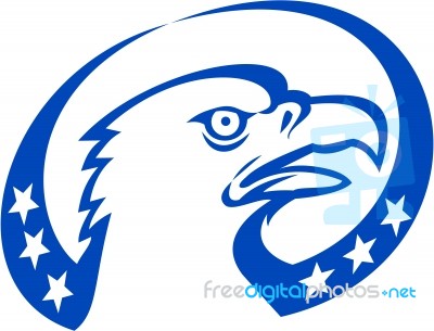 Bald Eagle Head Stars Look Up Retro Stock Image