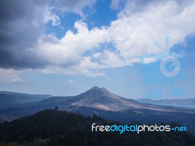 Bali Volcano, Agung Mountain From Kintamani In Bali Stock Photo