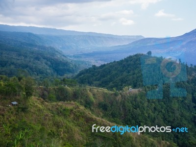 Bali Volcano, Agung Mountain From Kintamani In Bali Stock Photo