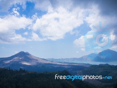 Bali Volcano, Agung Mountain From Kintamani In Bali Stock Photo