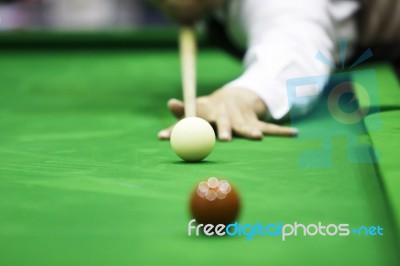 Ball And Snooker Player Stock Photo