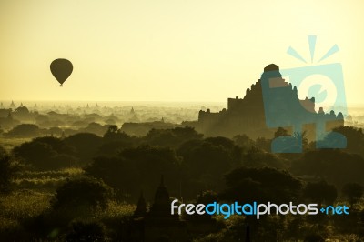 Balloon Over Pagodas Stock Photo