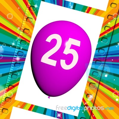 Balloon Shows Twenty-fifth Happy Birthday Celebration Stock Image